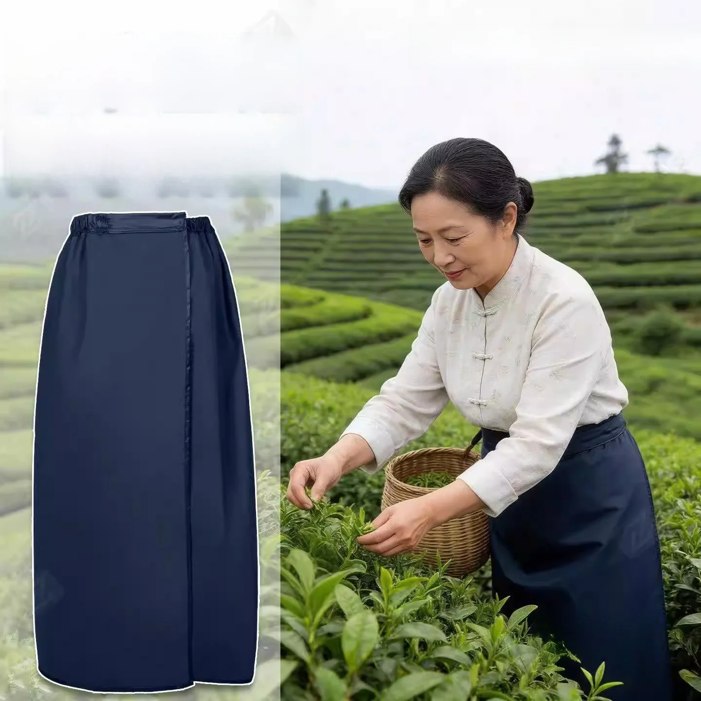 

Waterproof Raincoat Half Skirt Tea Picking Special Use Apron Dry Farming Waterproof Rain Skirt PEVA Material No Sleeve Apron