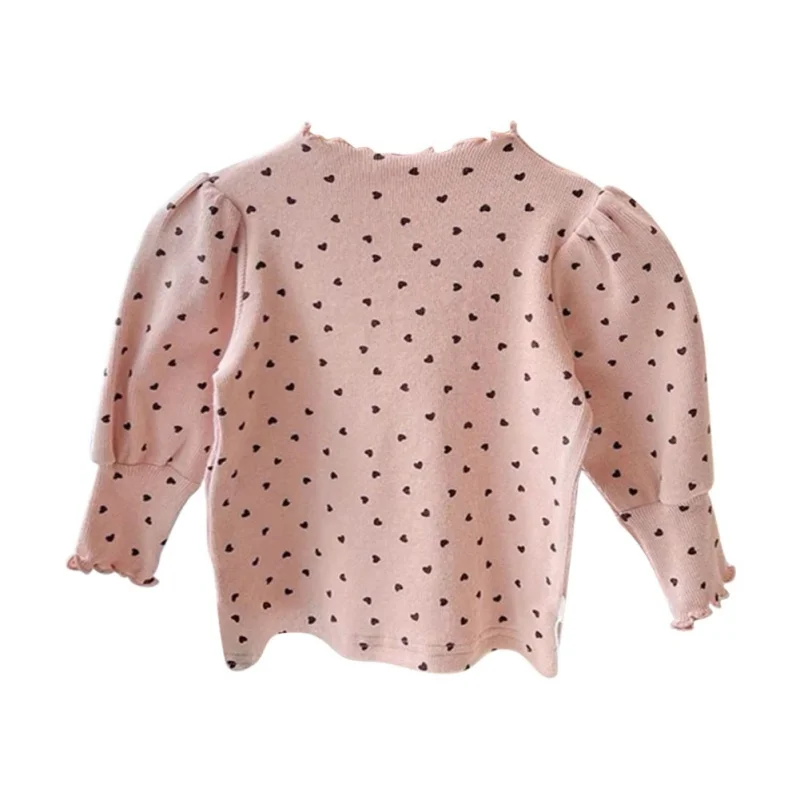 Spring And Autumn New Baby Girls Base Shirt Korean Version Bubbl Sleeves T-Shirt Sweet Cute Polka Dot Top T-Shirt