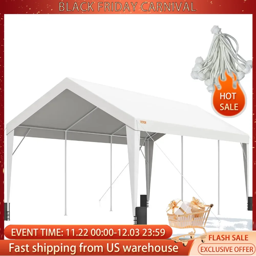 Heavy Duty Carport Car Canopy,10x20 ft Boat Shelter Party Tent with 8 Reinforced Poles and 4 Weight Bags,UV Resistant Waterproof