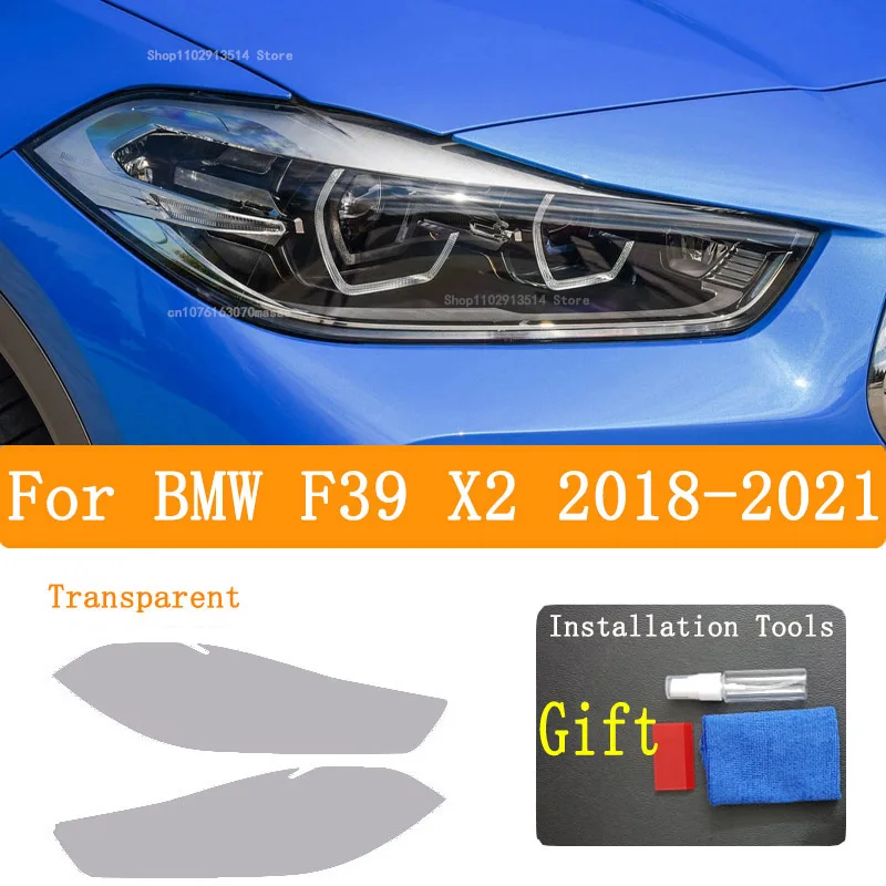 For BMW F39 X2 2018-2021 Car Headlight Protective Film Vinyl Restoration Transparent Black TPU Light Repair Sticker