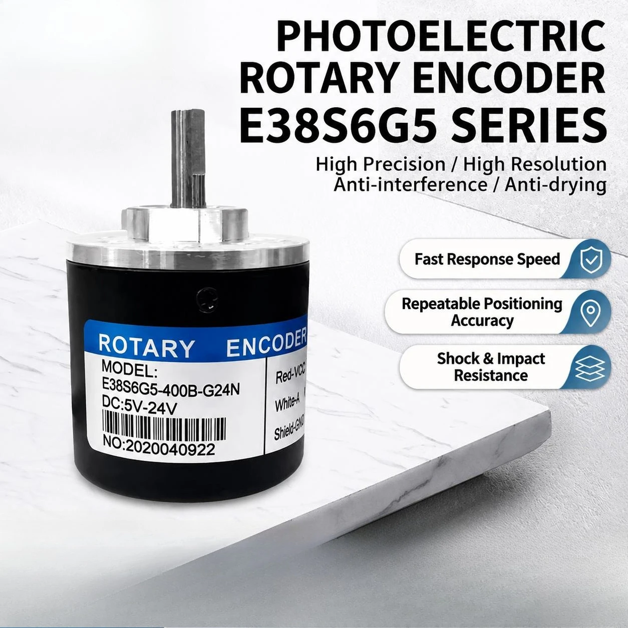 38S6G5-B-G24N 50/100/200/360/400/500/600P/R Rotary Incremental Encoder Connection AB 2 Phase 5-24V DC Open Collector Output NPN