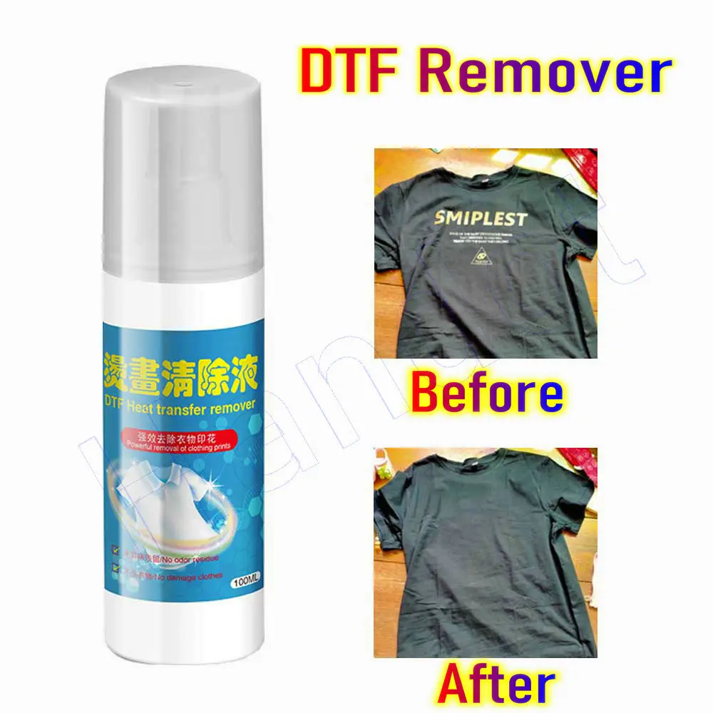 

100ml DTF Remover Remove DTF Direct to DTF Transfer Film Printing Pattern Rapid Remover Adhesive Remover Clothing Garment Liquid