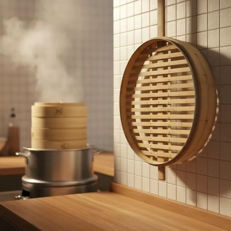 for Natural bamboo steamer basket for Nasiramac and dim sum, large capacity, heavy duty tray with handle, 520mm, suitable for