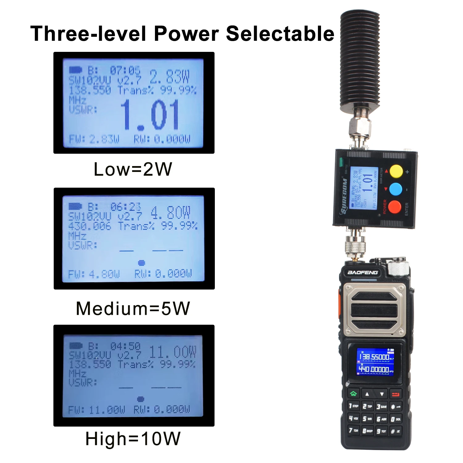 Walkie Talkie BAOFENG UV-25 VHF UHF 220-260MHz Multi-Band Wireless Frequency Copy 3 Power Levels 999CH FM Goose Tube Antenna