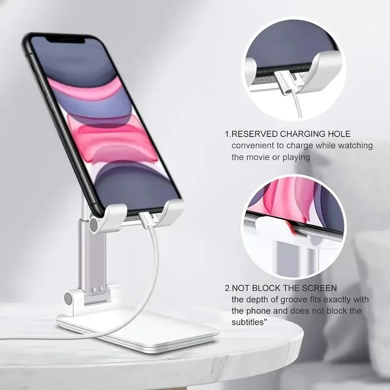 

Universal Adjustable Desktop Phone And Tablet Stand Rotating Desk Mount Holder for iPhone iPad Samsung Xiaomi - Home Office Use