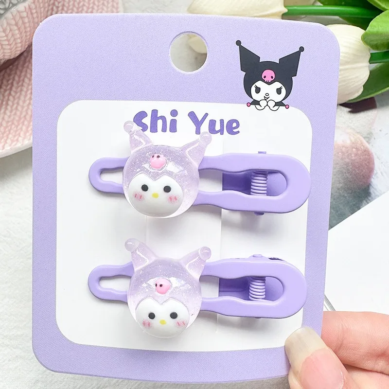 2Pcs Cute Sanrio Baby Girl Hair Clip Hello Kitty Hairpin Kawaii Hair Accessories Fashion Kuromi Sweet Girls Children Headwear