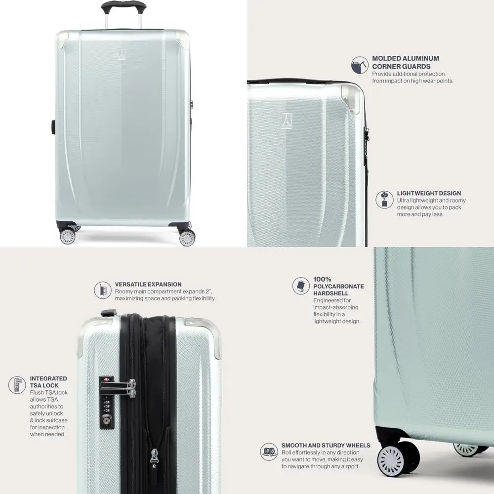 

Легкий расширяемый чемодан с твердым корпусом и 8 вращающимися колесами, облачно-серый, большой зарегистрированный чемодан для путешествий