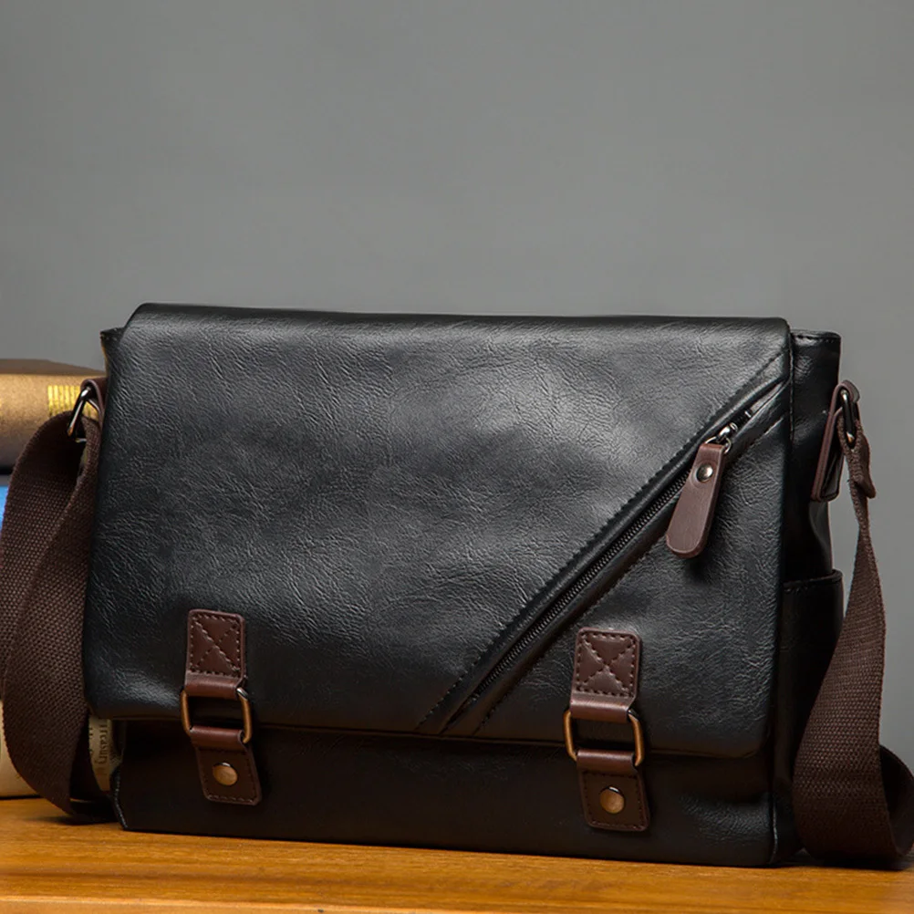 1Pcs 남자 PU 서류 가방 노트북 파일 야외 여행 사무실 사용을위한 대용량 방수 내마모성 비즈니스 숄더 백