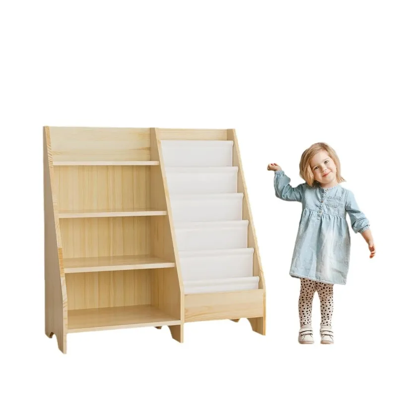 

Solid Wood Freestanding Children's Bookcase Organizer 5 Tier Book Display Shelf Front-Facing Montessori Children's Bookshelf