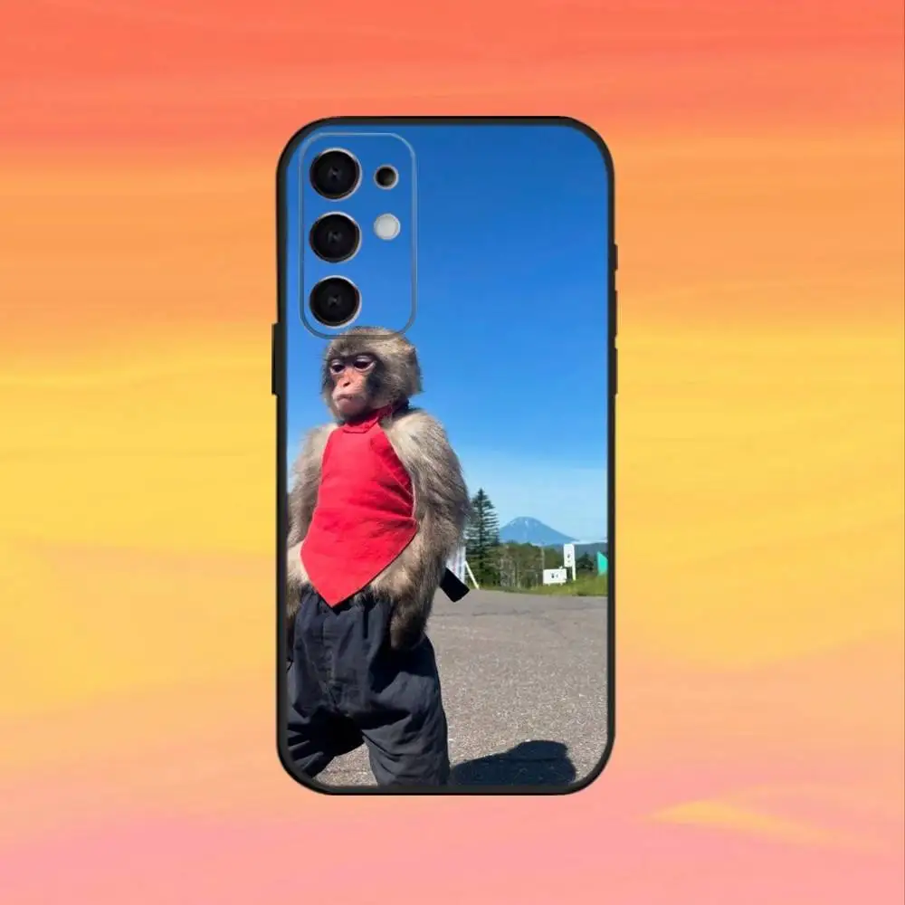 Funda de teléfono con mono divertido y bonito para Samsung S25,S24,S21,S22,S23,S30,Ultra,S20,Plus,Fe,Note,10,9,5G, funda negra