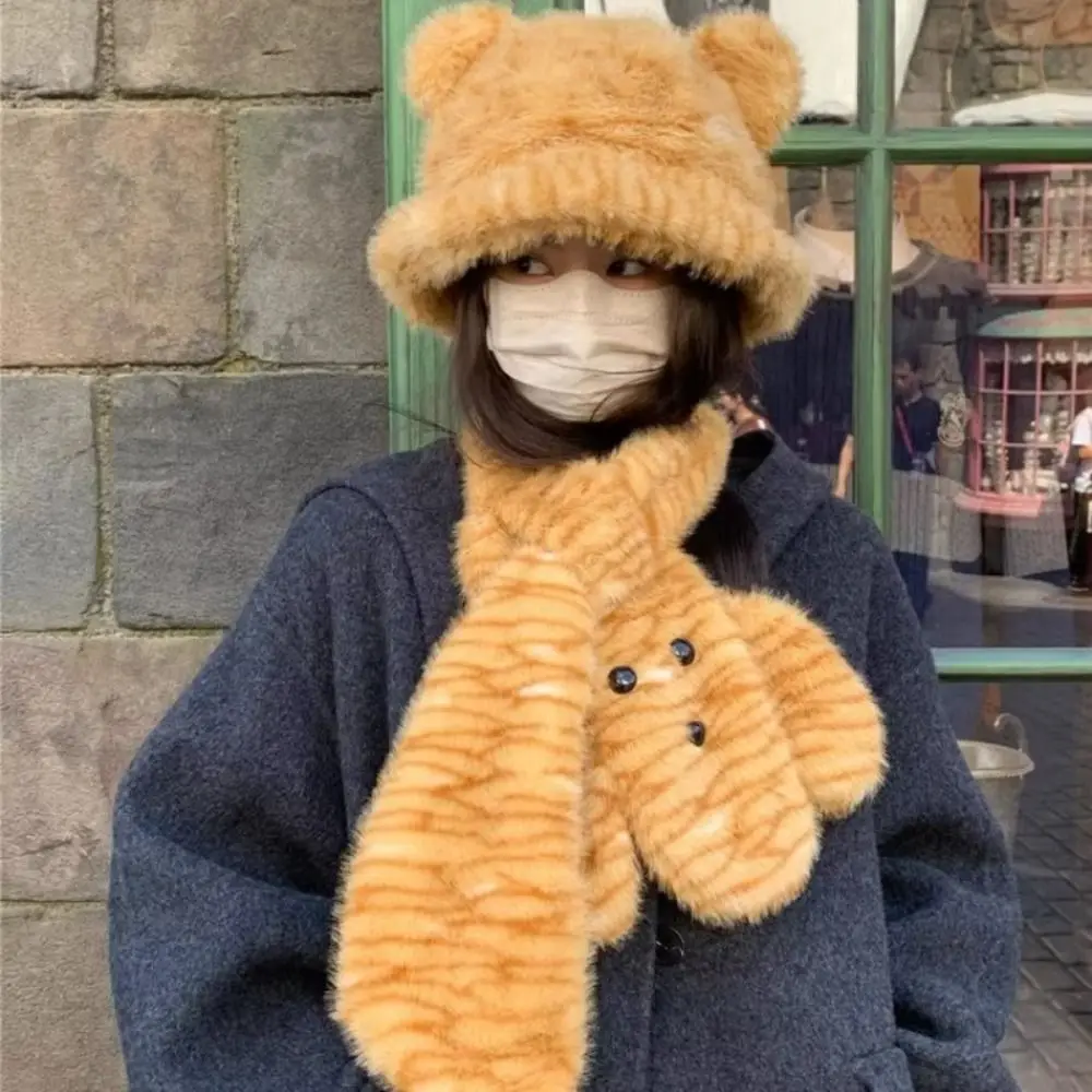 Sweet Soft Warm Kitty Earmuff Scarf Leopard Harajuku Y2K Earmuff Scarf Windproof Subculture Winter Plush Earflap Cycling