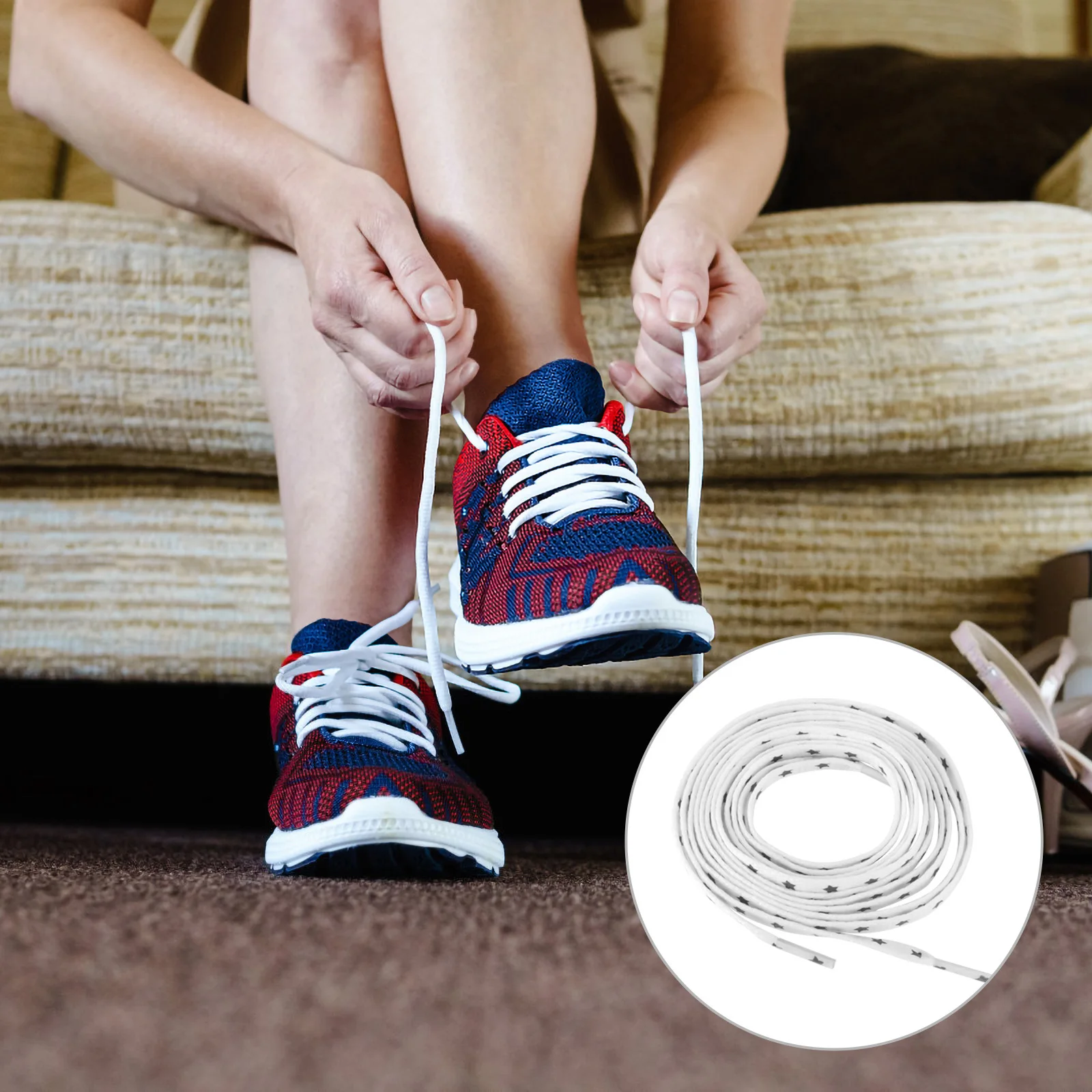 

1Pair Reflective Shoelaces Glow After Washing Flat Elastic Shoe Pattern for Running Sneakers Reflective Shoelace