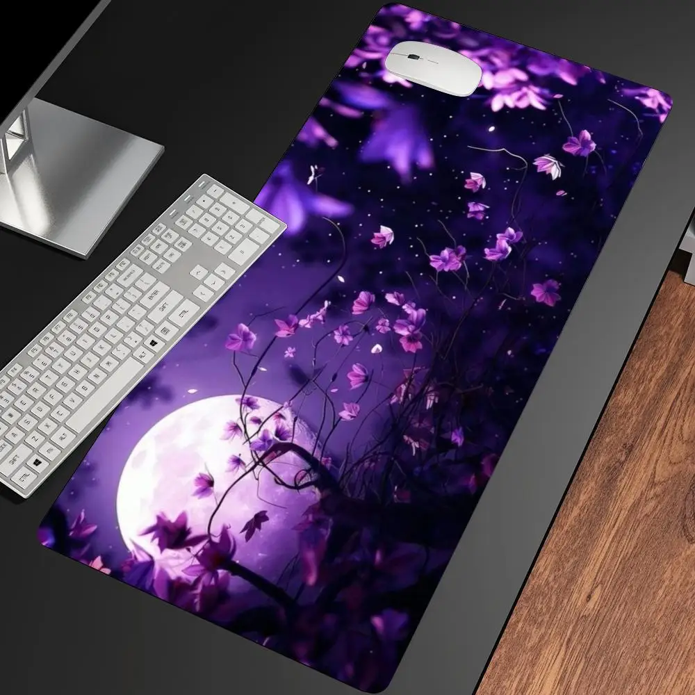 Fantasy Night Moon Flower Mousepad Pc Accessories Desk Interior Gaming Mats Playmat Carpet Mouse Mat Desk Pad Office Decor