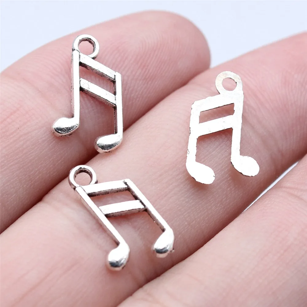 60Pcs/Lot 10x16mm Antique Silver Color Music Note Charms Pendant For DIY Jewelry Making Handmade Jewelry Craft Findings