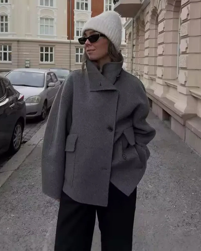 Women's Coat 2026 New Fashion Autumn Winter Scarf-Embellished Short Coat for Women Personality Elegant Chic Women Outerwear