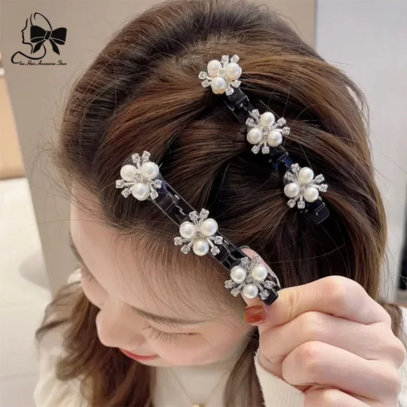 

Double layer Hair Weaving Magic Tool bangs hair clip with makeup style hair clip on the side girl hair accessoires hair bows