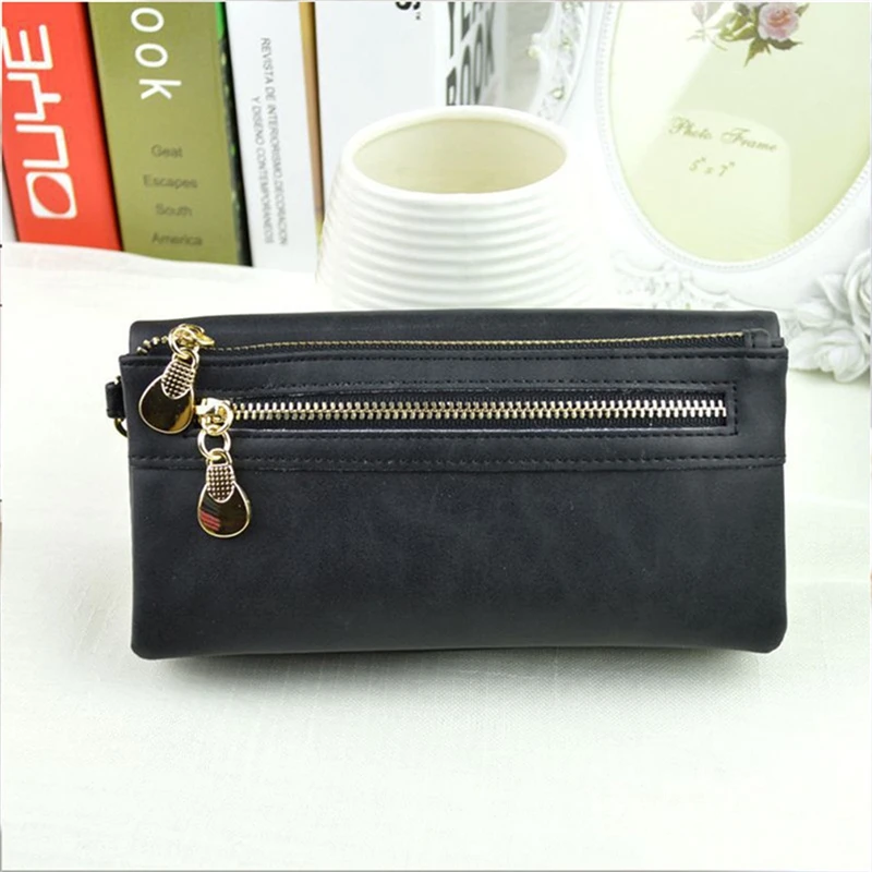 

Retro Style Wallet Double Zipper Frosted Long Women's Wallet With Large Capacity Waterproof Women's Handbag Wallet Long Handbag