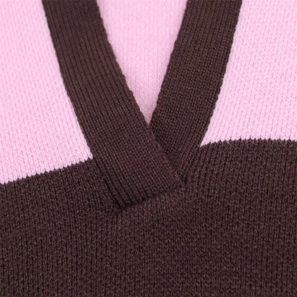 Suéter de punto con cuello tipo polo a rayas simples a la moda para mujer nueva de invierno