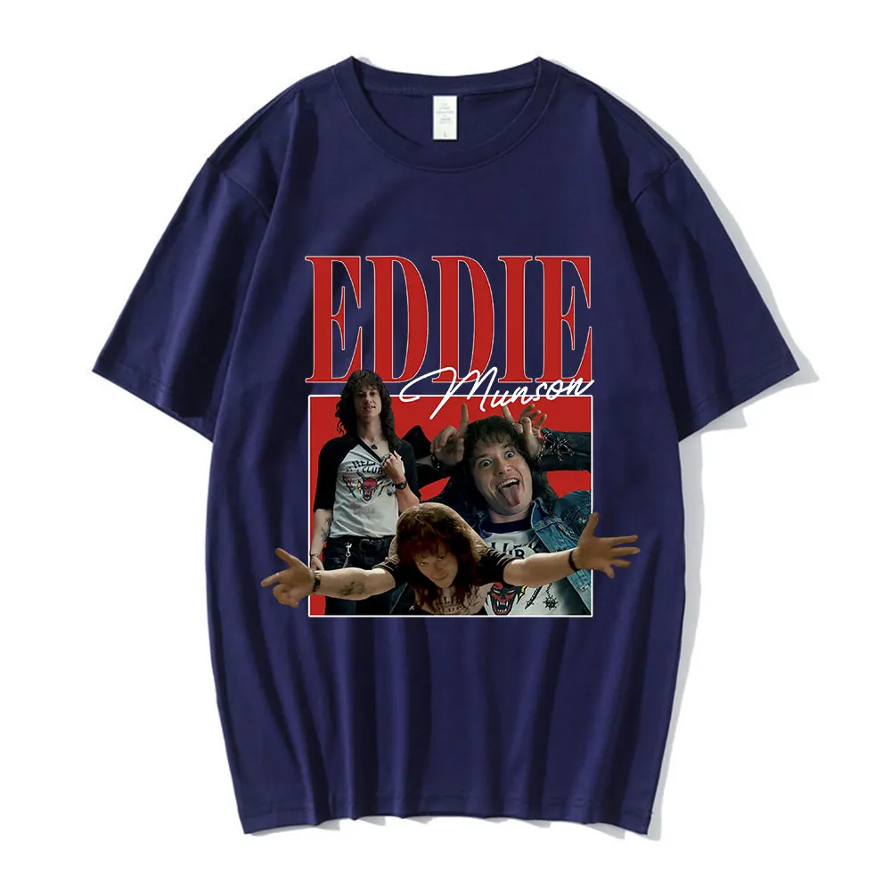 Customization Eddie Munson T-shirts Men's Harajuku Graphics Print T-shirt Short Sleeve Oversize Streetwear Unisex Cotton Casual