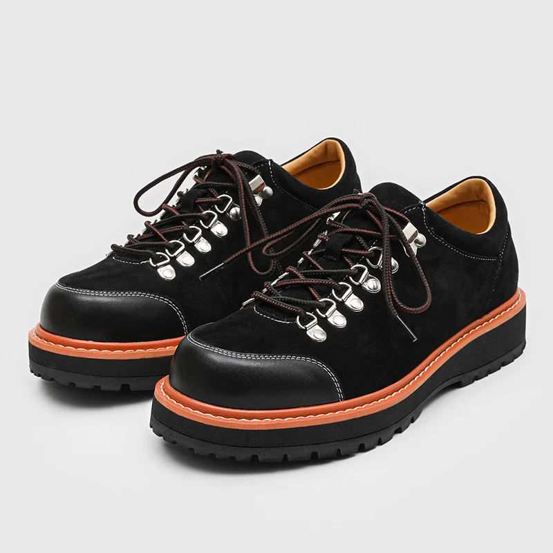 Men New Lace Up Work Derby Shoes Chunky Platform Classic Casual Street Skate Sneakers