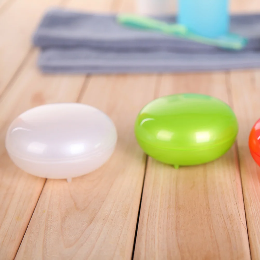 Pearlized Box 9Cm Bright Color Pp Plastic Round Soap Dish For Home Travel Office Use Soap Case Container Holder