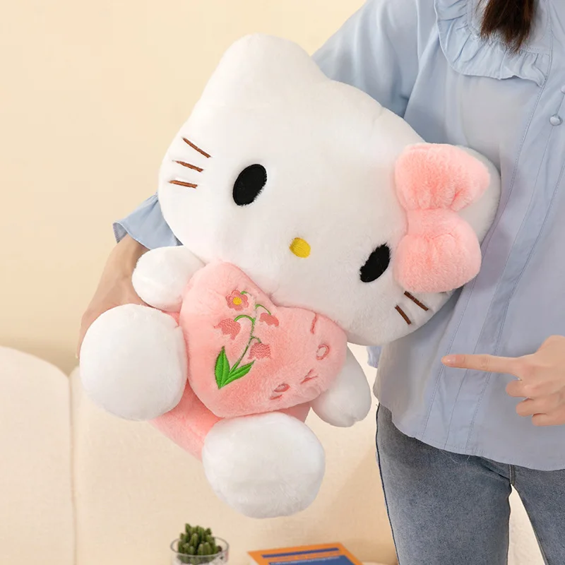 65cm Big Size Heart Hugging Hello Kitty Plushies Stuffed Animal Toys Cute Heart Hugging  Pillow Plush Toy Pillow Birthday Gift