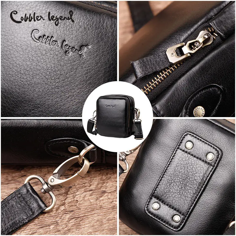 Cobbler Legend Men Shoulder Bag High Quality Male Bag Cowhide Leather Crossbody Bags Capacity Men Messenge Bags images - 6