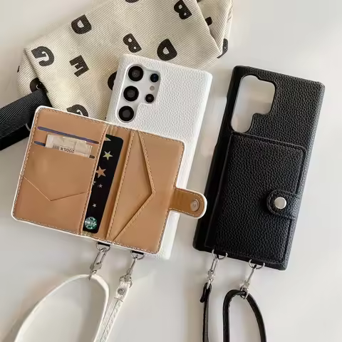 Crossbody Case For Samsung Galaxy S24 S23 S22 S21 S20 FE Plus Note 20 Ultra A54 A34 Card Holder Wallet Lanyard Leather Cover