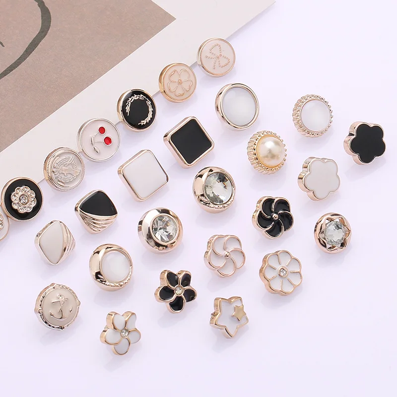 10 Pieces Plating Plastic Buttons 10-13.5mm Gold Color Fashionable Shank Buttons Woman Garment Accessories