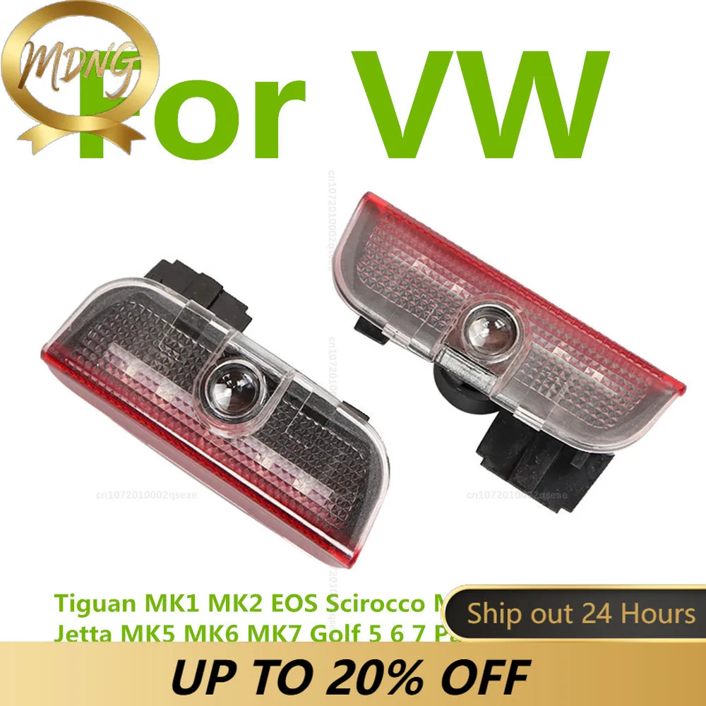 New A Pair of LED Car Door Welcome Logo Projector Ghost Shadow Light Accessories for VW Tiguan MK1 MK2 Scirocco Touran 5T1 Shara