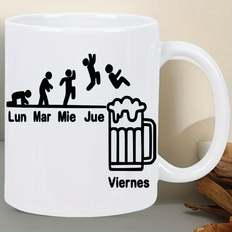 كوب البيرة الأسبوعي - كوب القهوة والبيرة المضحك لعيد الميلاد إلى الجمعة بتصميم تحفيزي، غسيل يدوي فقط، هدية مكتبية رائعة #3