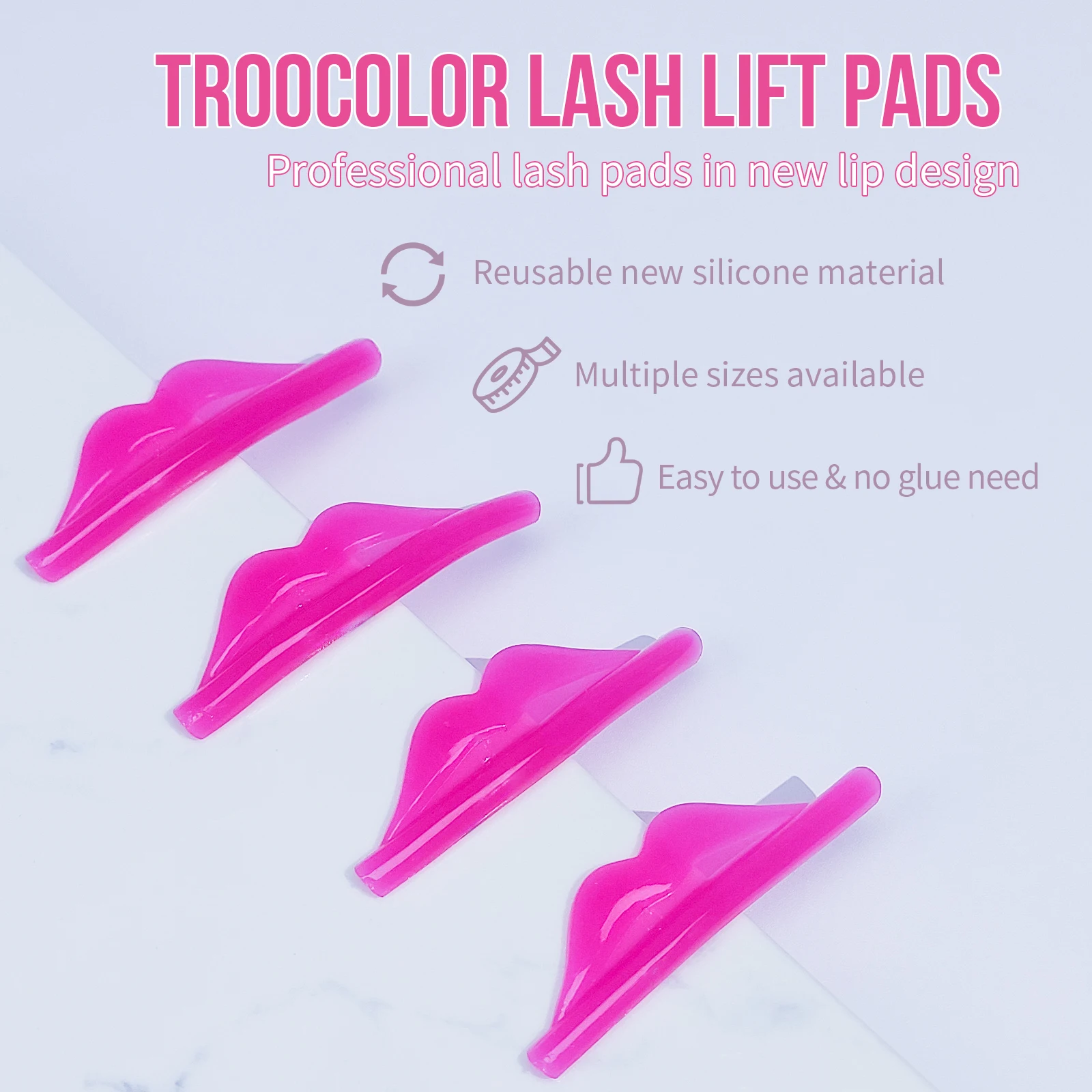 Libeauty 4 pares de cola livre silicone cílios perm almofadas pegajosas hastes escudo elevador 3d cílios modelador acessórios ferramentas maquiagem