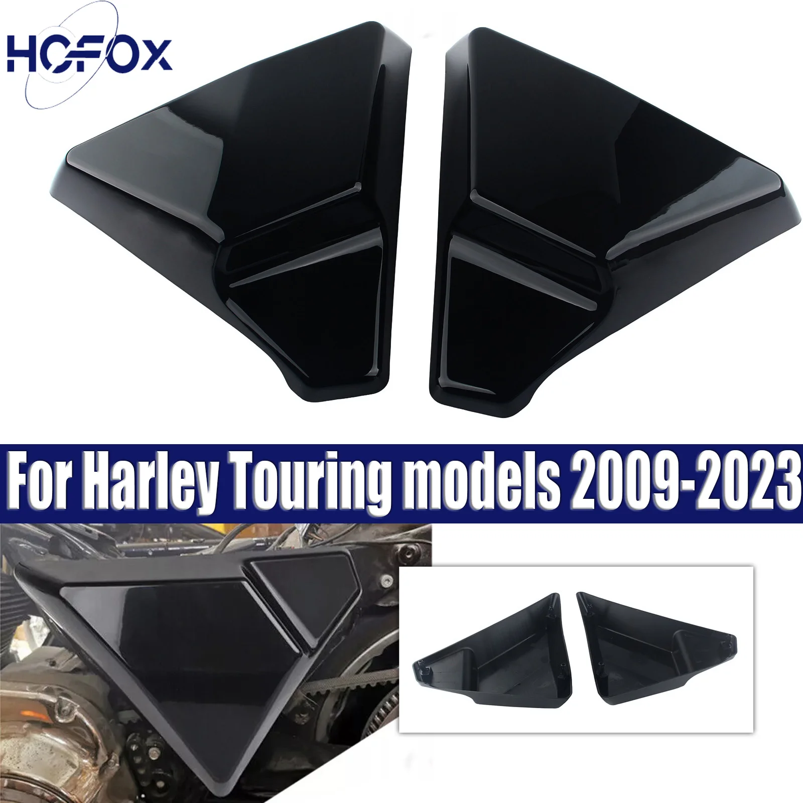 

Для моделей Harley Touring 2009-2023, аксессуары для мотоциклов, черные левые и правые боковые панели батарейного отсека