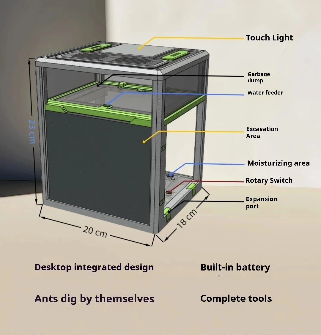 Ant Farm Mini CC with External Water Tower Moisturise Ant Nest Pet Ant Queen Breeding Area Anthill Castle Ant House Insect Box