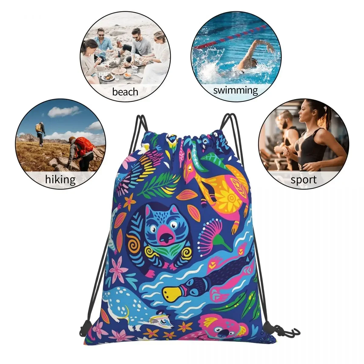 Mochilas decorativas de animales australianos, bolsas portátiles con cordón, paquete de cordón, bolsa deportiva de bolsillo, bolsa de libros para la escuela de viaje