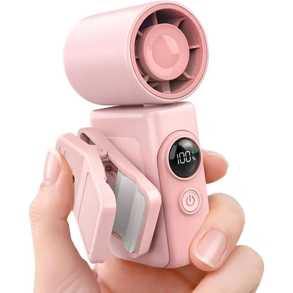 

Portable Rechargeable Mini Handheld Fan, 13500 RPM, LED Display, 360° Rotating Clip, Ideal for Strollers, Travel, and Summer Gif