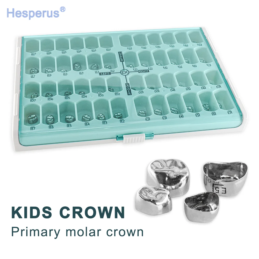 48 PCS/ 96 PCS ทันตกรรมเด็ก Crowns Preformed โลหะมงกุฎสแตนเลสชั่วคราว Crowns ทันตแพทย์จัดฟันวัสดุเครื่องมือบําบัด