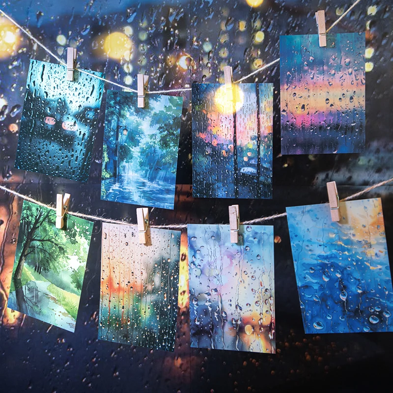 10 unids/pack temporada lluviosa paisaje pegatinas de mascotas diario basura papelería creativa DIY Deco pegatinas suministros de álbum de recortes