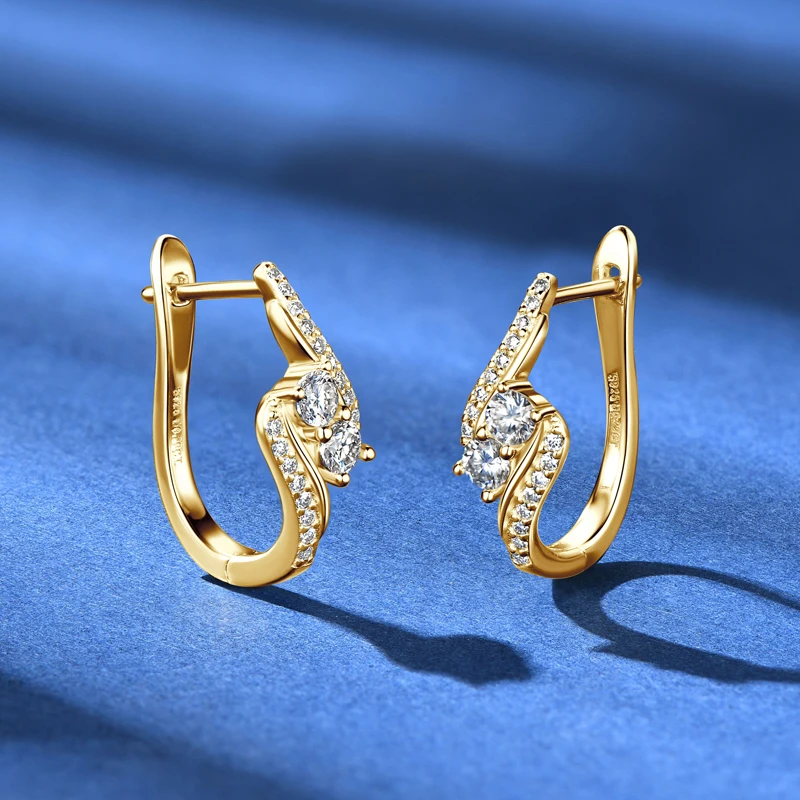 Rrjzz 925 Sterling Silver Infinity Hoop Earrings Light Luxury Moissanite Women Earring for Female Engagement Fine Trendy Jewelry