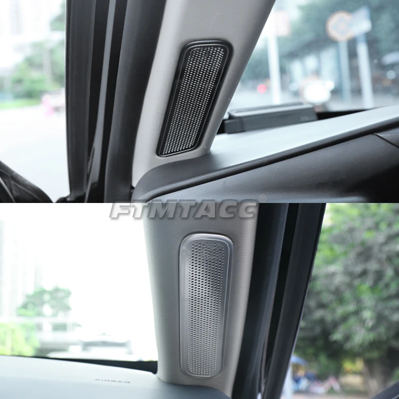 For Ford Explorer 2020-2023 Car Door Audio Speaker Cover Loudspeaker Pad Trim Frame Sticker Stainless Steel Interior Accessories