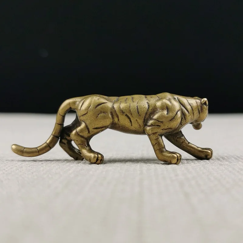 Wholesale Two Pieces Price Ancient Miniature Yellow Tiger Chinese Zodiac Tiger Money Tiger Solid Small Pure Copper