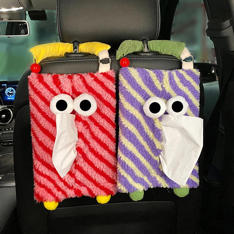 Creative Cartoon Big-Eyed Monster Tissue Box Home Office Car Hanging Paper Napkin Decorative Organizer Holder Car Interior Acces