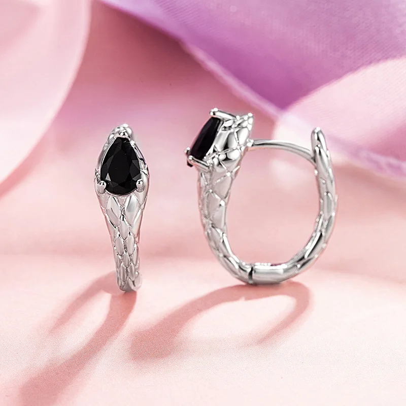 

Snake-shaped Earrings Black Diamond Cold Style Niche Design Earrings Fashion Versatile Simple Stud Earrings Women