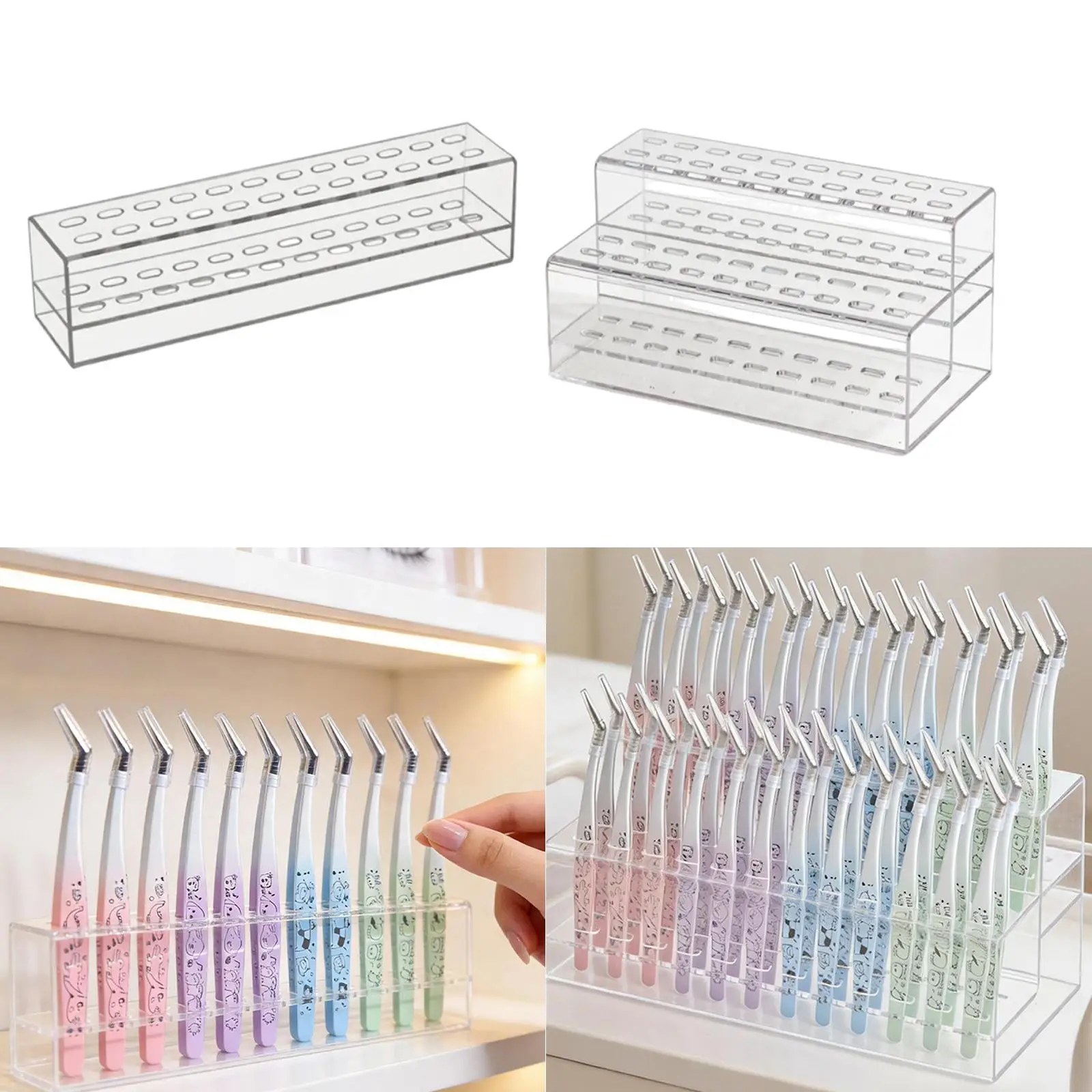 ピンセットホルダー美容メイクツールオーガナイザーアクリルまつげエクステ用品ディスプレイスタンド収納ラックドレッサー化粧台用