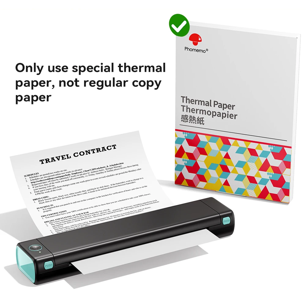 Phomemo M08F Portable A4 Paper Printer Tattoo Printer Thermal Paper Maker Mini Wireless Bluetooth Printer Compatible Phone&PC