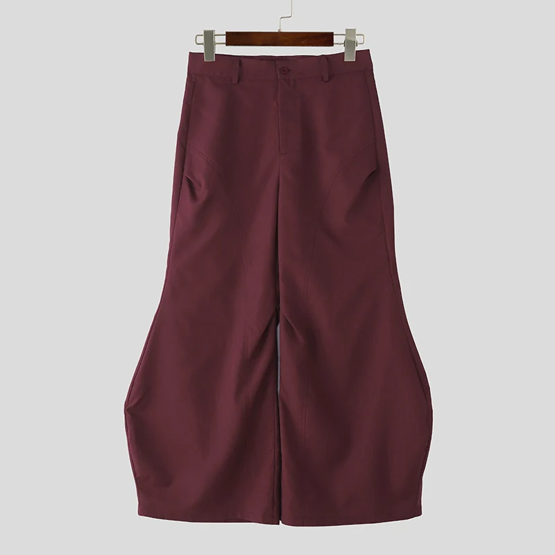 

INCERUN мужские широкие брюки для бега на пуговицах однотонные свободные повседневные брюки мужская уличная одежда 2025 модные мужские длинные брюки для отдыха