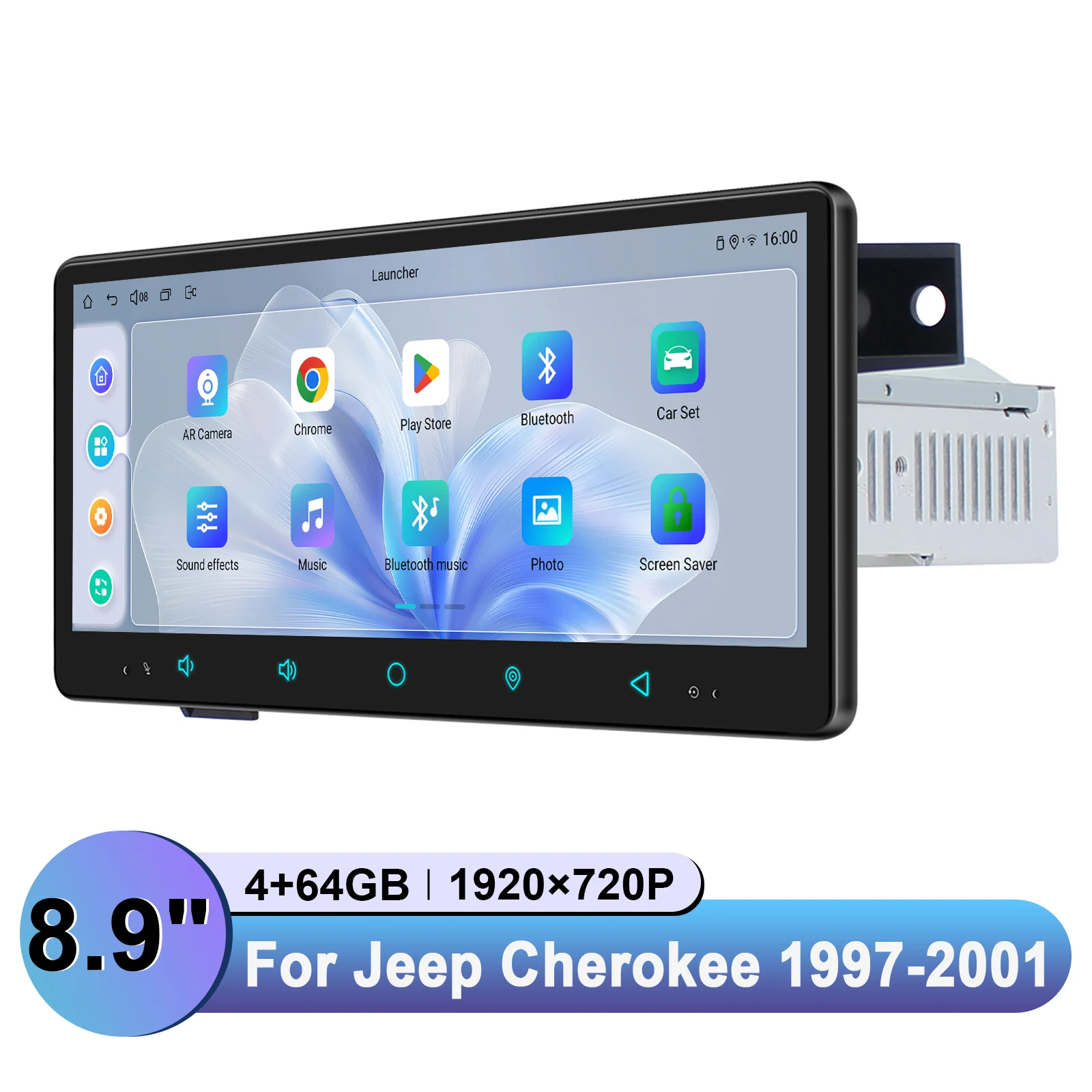 Aftermarket 8.9 Inch Bluetooth Car Stereo For Jeep Cherokee 1997-2001 Support OEM Steering Wheel Control W/360° Camera Port