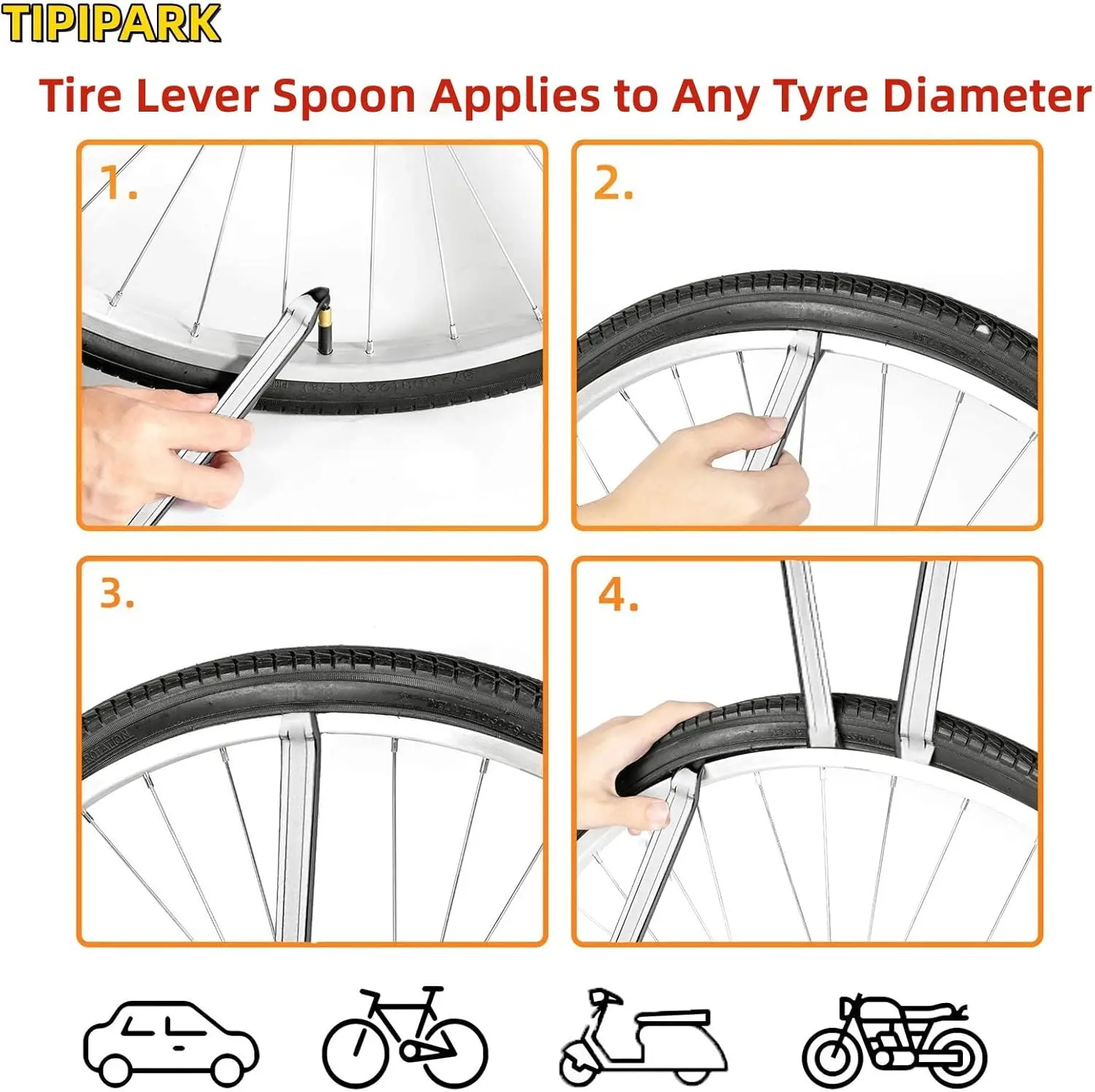 Heavy Duty 27cm Curved Tire Iron Lever 1-5Pcs Set Motorcycle Bike Car Tire Changing Tools Steel Durable Tyre Removal Pry Bar - Image 2