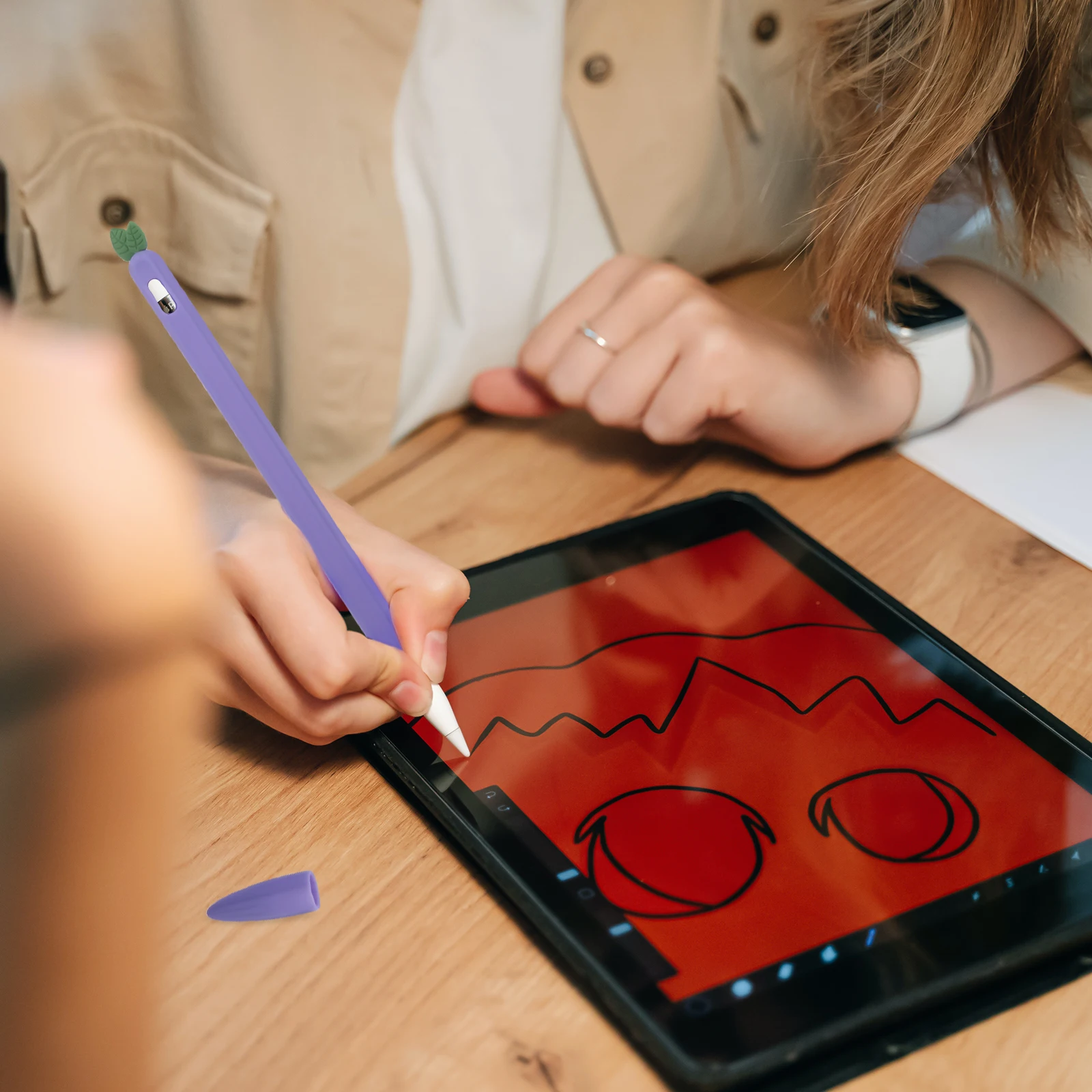 

Силиконовый стилус, силиконовый чехол для ручки, защитный чехол с рисунком моркови, противоскользящий чехол для ручки с сенсорным экраном