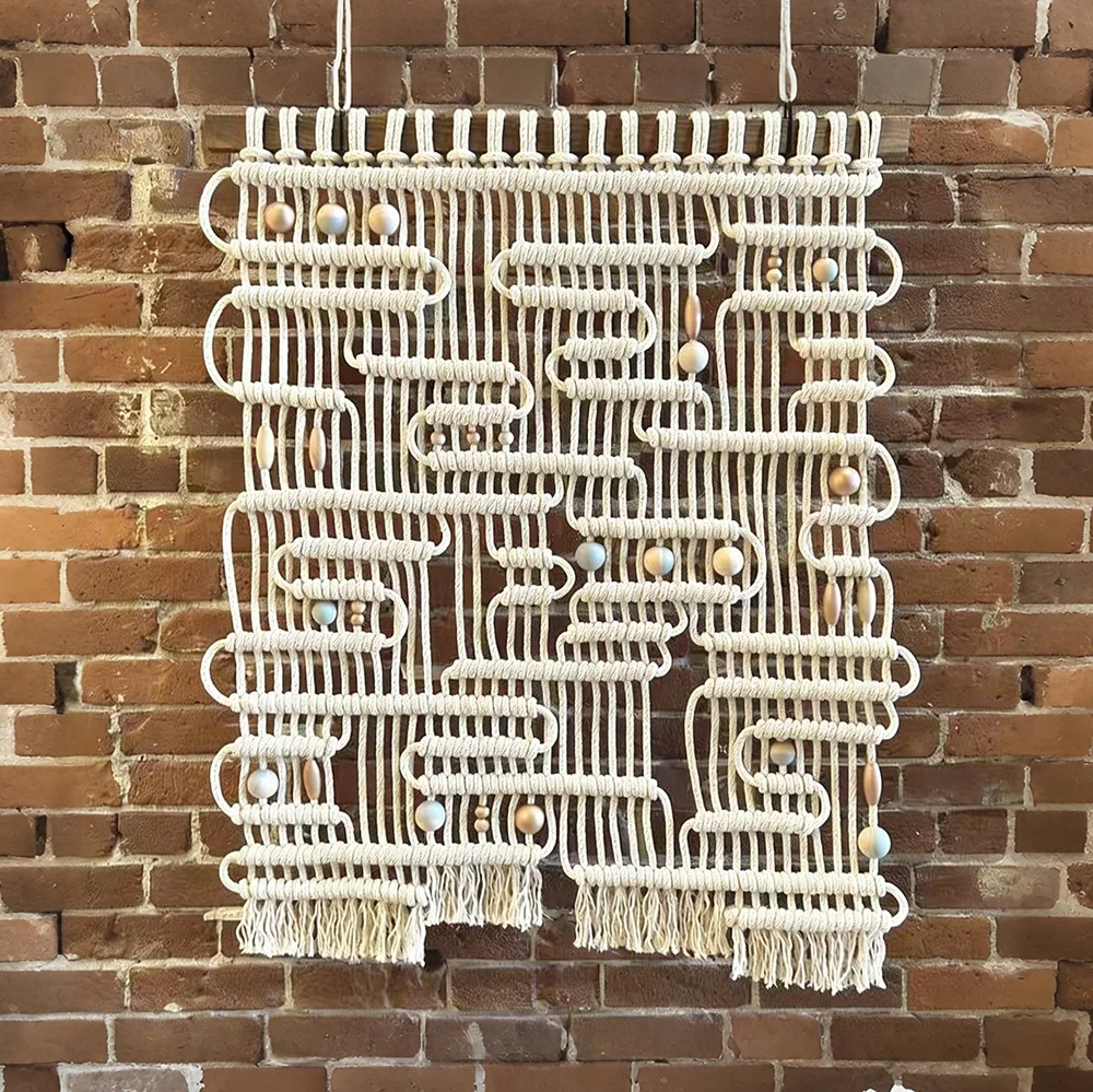 tt& Bohemian Macrame Wall Art with Beads Handwoven Cotton Wall Hanging for Dining Room & Farmhouse Decor~*